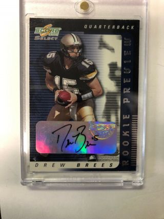 2001 Score Select Preview Drew Brees Chargers Rc Rookie Auto Purdue