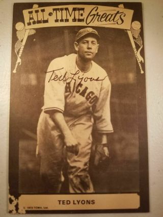 Authentic Ted Lyons Autographed 3.  5 X 5.  5 Card Signed Auto Signature Mlb Hof