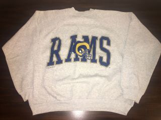 Vintage Xl Los Angeles Rams Crewneck Sweater Sweatshirt Logo 7 St Louis