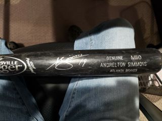 Andrelton Simmons Game Broken Bat Mlb Signed Auto Atlanta Braves Angels