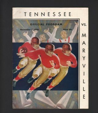 1936 Tennessee V Maryville College Football Game Program