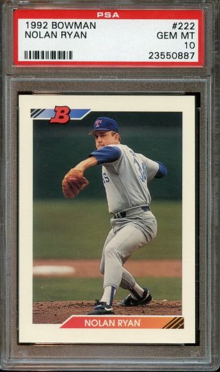 1992 Bowman Nolan Ryan Baseball Card 222 Psa 10 Gem