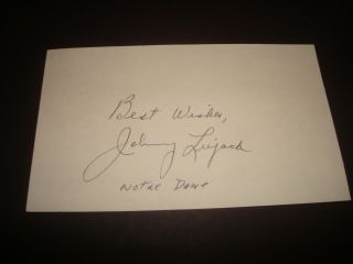 Johnny Lujack Notre Dame Bears Signed 3x5 Index Card Authentic Nfl Autograph