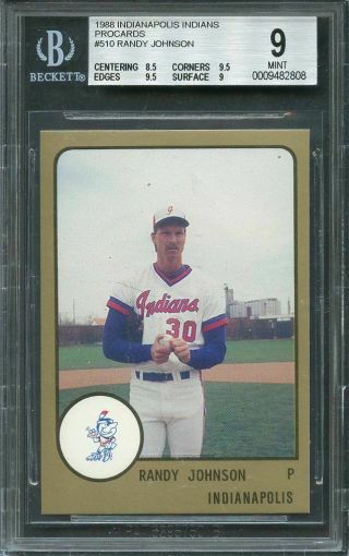 1988 Indianapolis Indians Procards 510 Randy Johnson Rc Bgs 9 (8.  5 9.  5 9.  5 9)