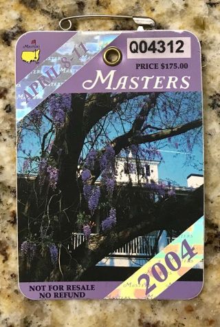 2004 Masters Augusta National Golf Club Badge Ticket Phil Mickelson Wins Pga