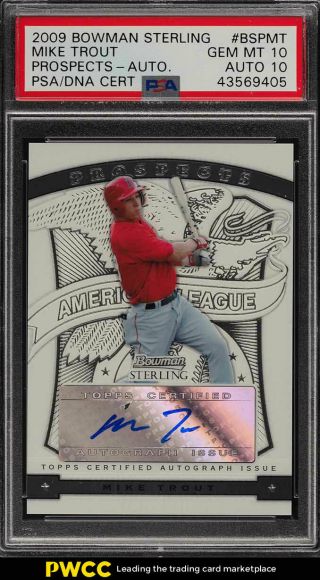 2009 Bowman Sterling Prospects Mike Trout Rookie Rc Auto Psa 10 Gem (pwcc)