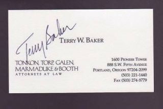 Terry Baker Signed Business Card Autographed Rams Oregon State Heisman Psa