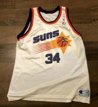 Charles Barkley Champion Jersey Phoenix Suns Size 48 White Vintage Rare No Name
