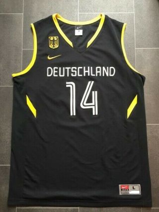 Dirk Nowitzki Germany Jersey,  Olympics,  Rare,  Nike Sewn.  Size Large.  Deutschland
