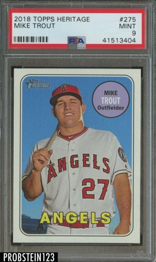 2018 Topps Heritage 275 Mike Trout Angels Psa 9