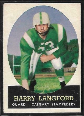1958 Topps Cfl Football: 59 Harry Langford,  Calgary Stampeders