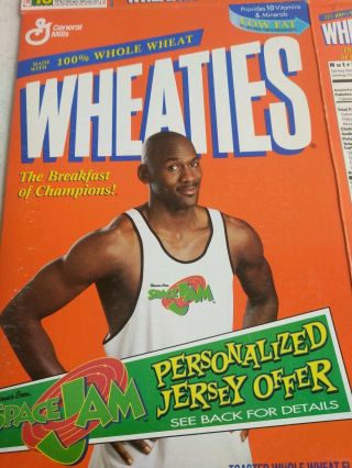 Michael Jordan Space Jam Wheaties Cereal Box.  Jersey Offer 1996.  Empty Flattened
