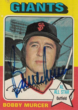 1975 Topps Mini 350 Bobby Murcer Autographed Card - Ip Signature