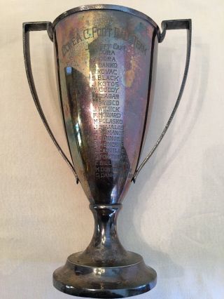 Rare Old Antique Football Foot Ball Trophy Loving Cup Silver Plate Cove A C