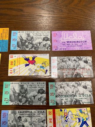 1950’s And 1960’s Ucla Football Ticket Stubs “lot” 3