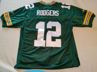 Reebok On Field Green Bay Packers Aaron Rodgers Sewn 12 Jersey Mens 50 Large NFL 3