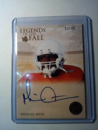 Michael Irvin 33/49 On Card Autograph Press Pass Legends Of The Fall