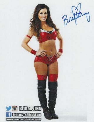Brittany Signed Autographed 8.  5x11 Photo - W/coa Wwe Wwf Tna Wrestling Santana