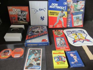 (35) Don Mattingly Collectibles Kits Books Pins Cards Mini Plates Statues Cl203