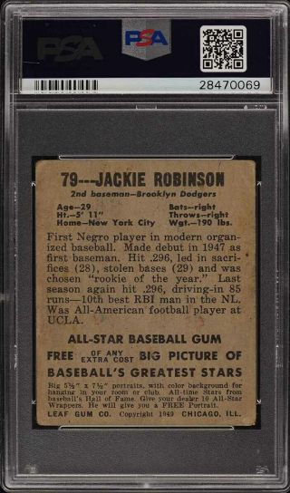 1948 Leaf Jackie Robinson ROOKIE RC 79 PSA 2 GD (PWCC) 2