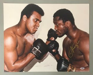 Muhammad Ali & Joe Frazier Dual Signed 16x20 Boxing Photo Auto Psa/dna Loa Hof