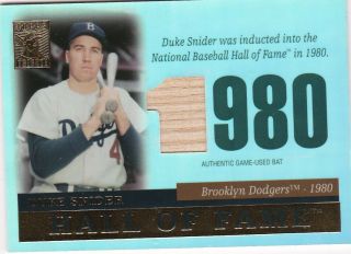 Duke Snider Brooklyn Dodgers 2004 Topps Tribute Game Bat Card