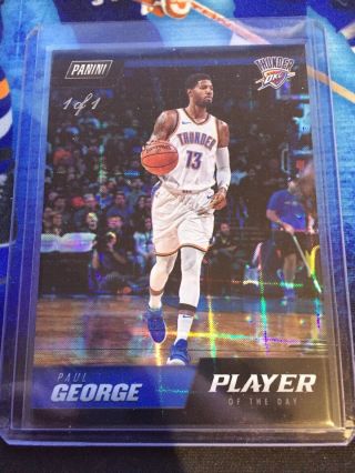 2018 - 19 Panini Player Of The Day Paul George Hyperplaid Refractor 1/1 Thunder