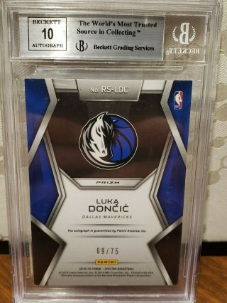 LUKA DONCIC /75 2018 - 19 PANINI SPECTRA RC ROOKIE RISING STARS AUTO AUTOGRAPH 2