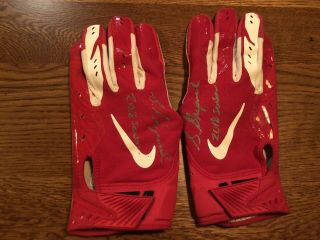 Giants Sterling Shepard Auto 2018 Worn Nike Gloves Player Signed