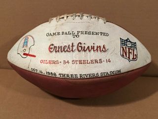 1988 Houston Oilers Game Game Ball Presented To Ernest Givins