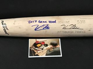 Kevin Newman Pirates Autographed Signed 2017 Game Cracked Bat 1a