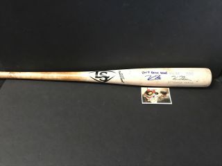 Kevin Newman Pirates Autographed Signed 2017 Game Cracked Bat 1A 2