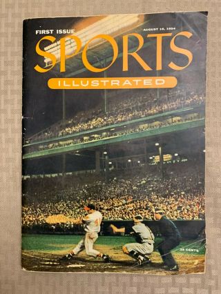 First Issue Sports Illustrated 8.  16.  1954 - W/ Trifold Page Of 27 Baseball Cards