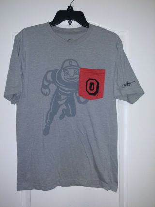 The Ohio State University Buckeyes Brutus Nike Pocket Tee Shirt - Gray - Medium