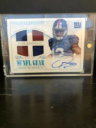 2014 Odell Beckham Jr National Treasures Nfl Gear Jersey Auto Rc D To Only 5