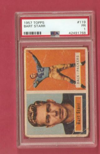 Bart Starr 1957 Topps - Psa 1 Poor 119 - Green Bay Packers Rc