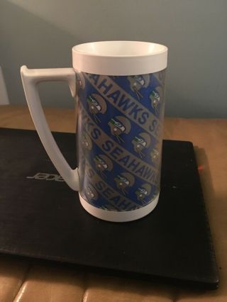Vintage Seattle Seahawks Beer Mug Cup Thermo - Serv 12th Man Rare 