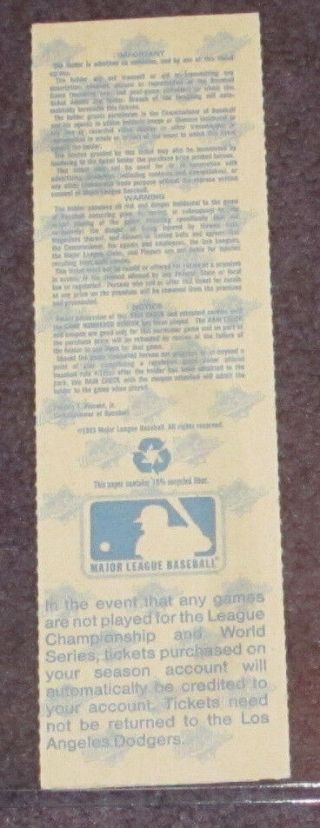 1991 Los Angeles Dodgers World Series Game 4 Seat 3 Phantom Ticket Near 2