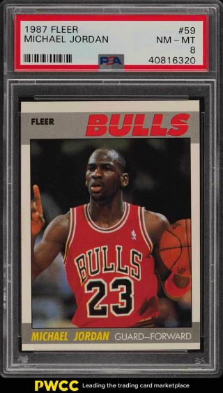 1987 Fleer Basketball Michael Jordan 59 Psa 8 Nm - Mt (pwcc)