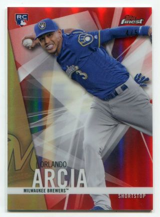 2017 Topps Finest Red Refractor Orlando Arcia (rc) Brewers D 4/5