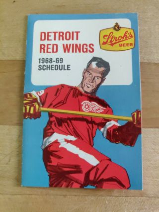 1968 - 69 Nhl Detroit Red Wings Hockey Schedule Stroh 