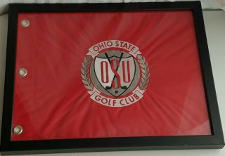 Ohio State Buckeyes Golf Club Course Pin Hole Flag Scarlett Framed 18 "