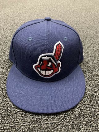 Cleveland Indians Mlb Era 59fifty Chief Wahoo Navy Fitted Cap Hat 7 3/8