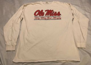 Vintage Ole Miss University White Xl L/s T - Shirt “ Hotty Toddy Gosh Almighty”