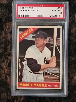 1966 Topps Mickey Mantle 50 Baseball Card Psa 8