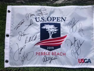 2019 Us Open Championship Pebble Beach Field Signed Flag Kopepka,  Rose,  Nicklaus