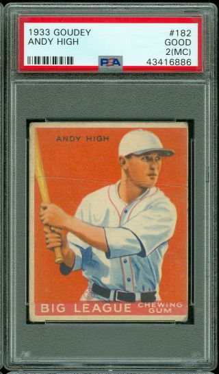 1933 Goudey Baseball 182 Andy High Psa 2 Mc