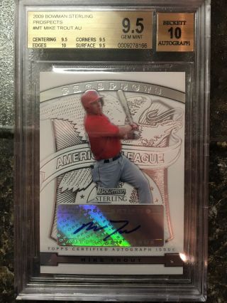 2009 Bowman Sterling Prospects Mike Trout Auto Bgs 9.  5/10 True Gem Angels