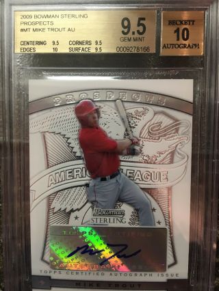 2009 Bowman Sterling Prospects Mike Trout Auto BGS 9.  5/10 True Gem Angels 3