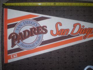 1980s Vintage San Diego Padres Baseball Pennant 12x30 Full Size Mlb